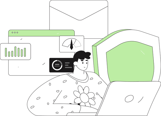 Man working on server security  Illustration