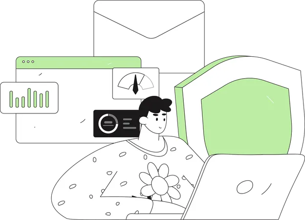 Man working on server security  Illustration