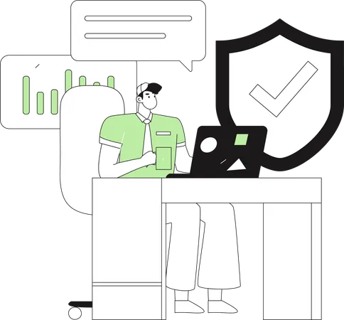 Man working on server security  Illustration