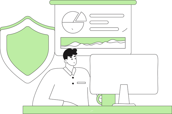 Man working on server security  Illustration