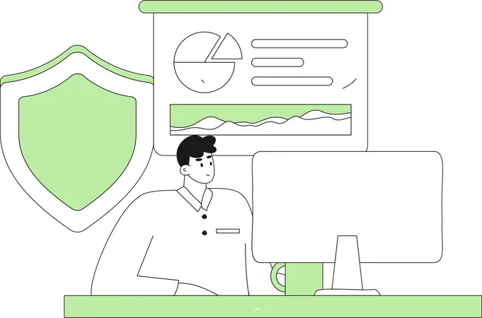 Man working on server security  Illustration