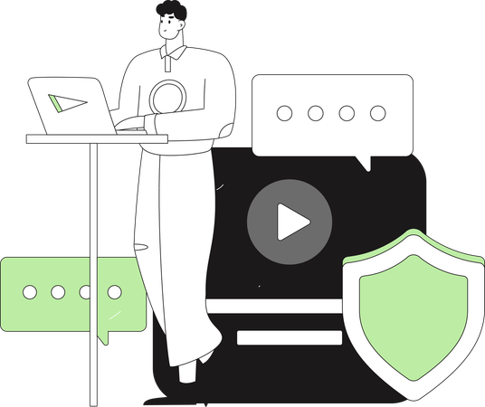 Man working on server security  Illustration