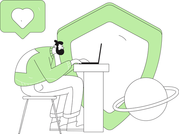 Man working on server security  Illustration