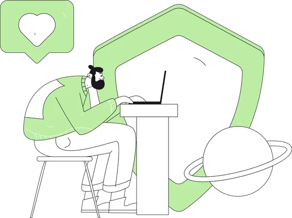 Man working on server security  Illustration