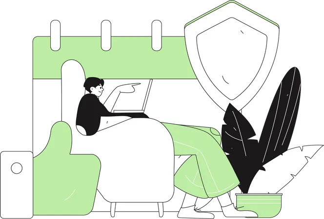 Man working on server security  Illustration