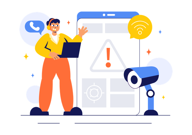 Man working on servillance error  Illustration