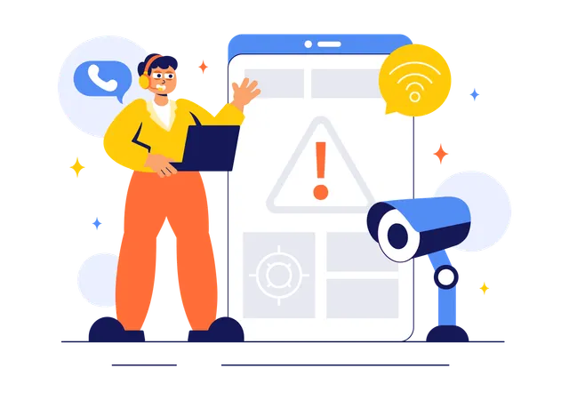 Man working on servillance error  Illustration