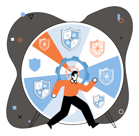 Man working on sheild protection  Illustration