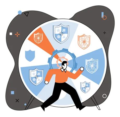 Man working on sheild protection  Illustration