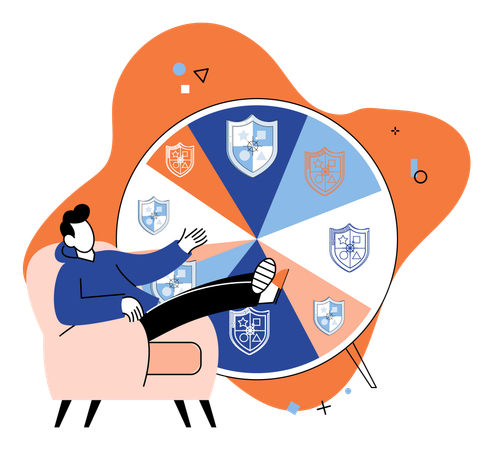 Man working on sheild protection  Illustration