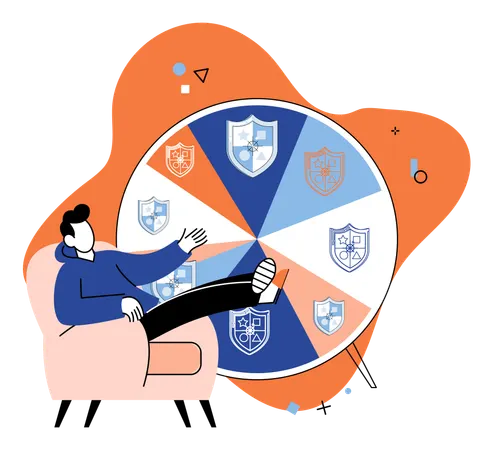 Man working on sheild protection  Illustration