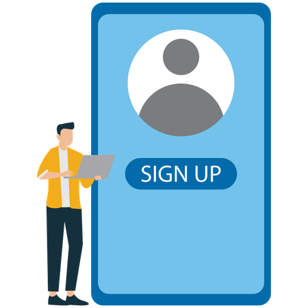 Man working on Sign-Up Page Design  Illustration