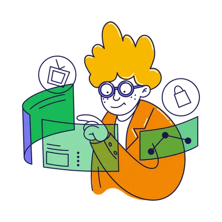 Man working on smart display  Illustration