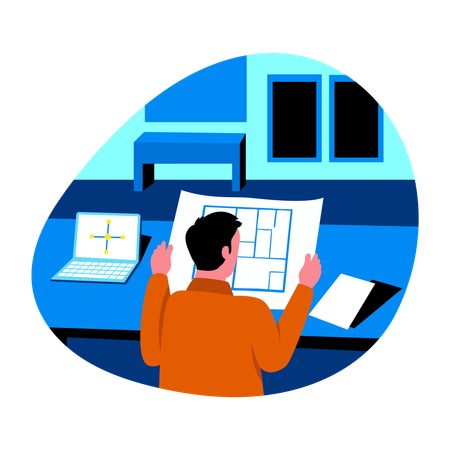 Man working on smart home  Illustration