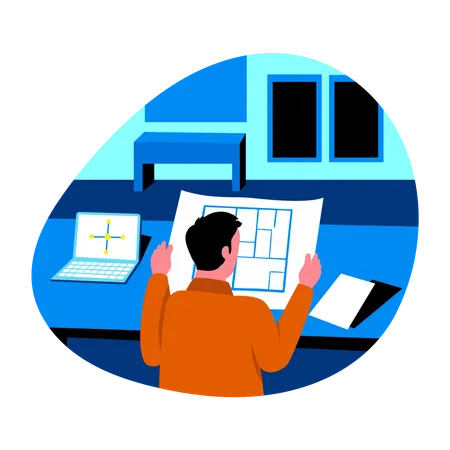 Man working on smart home  Illustration