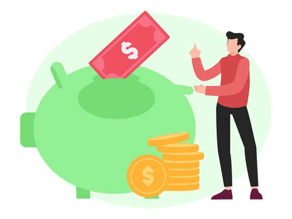 Man working on Smart Saving and Financial Planning  Illustration