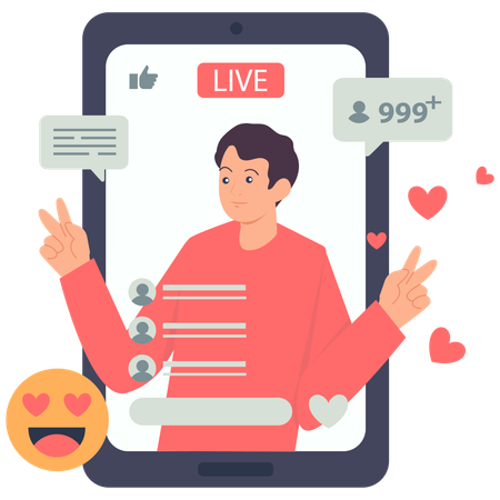 Man working on social media engagement  Illustration