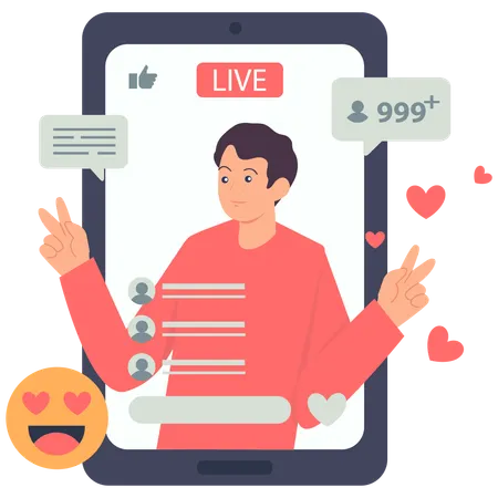 Man working on social media engagement  Illustration