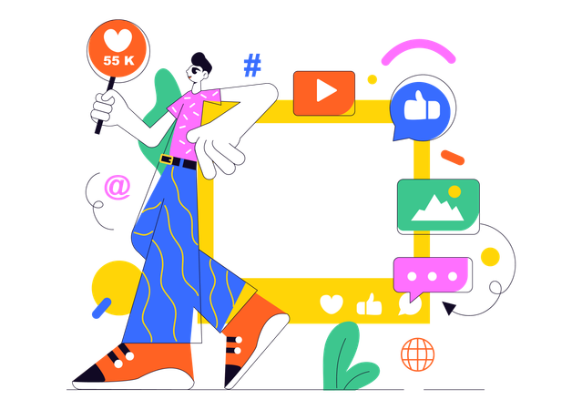 Man working on social media  Illustration