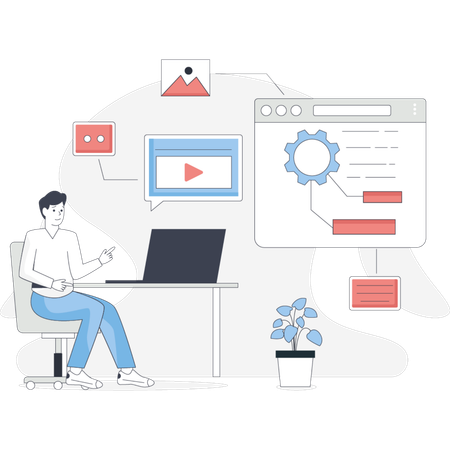 Man working on softw development  Illustration
