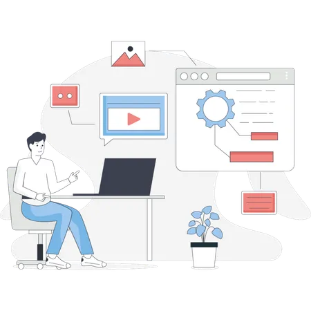 Man working on softw development  Illustration