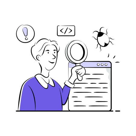 Man working on Software Debugging  Illustration