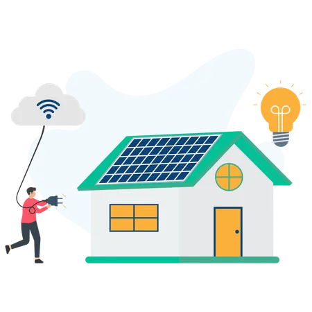 Man working on Solar Technology  Illustration