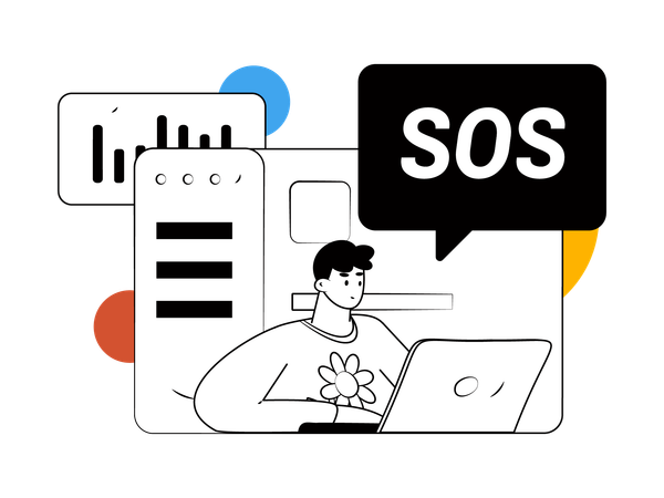 Man working on sos  Illustration