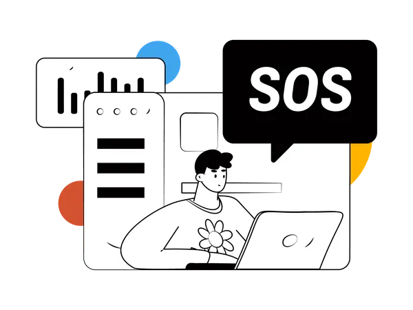 Man working on sos  Illustration