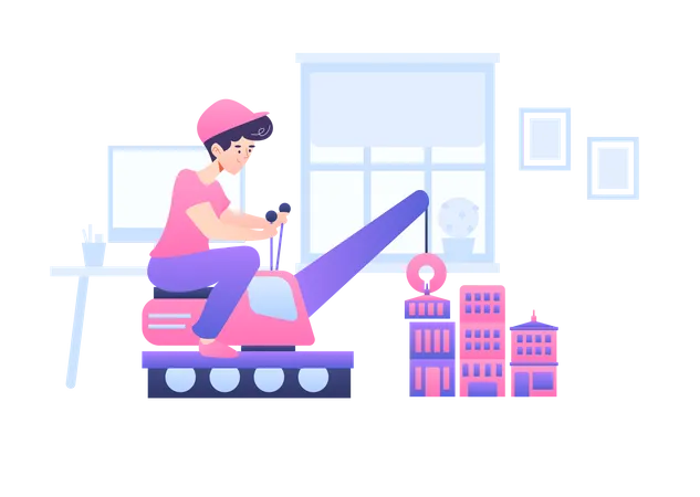 Man Working On Start Up  Illustration