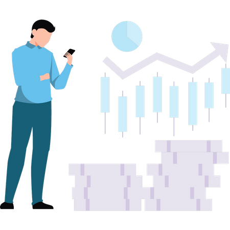 Man working on stock market  Illustration