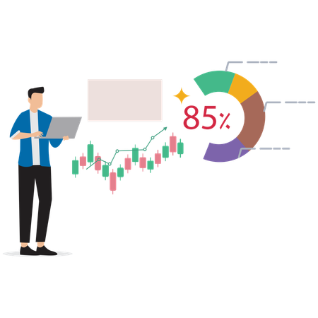Man working on Stock Market Trading Dashboard  Illustration