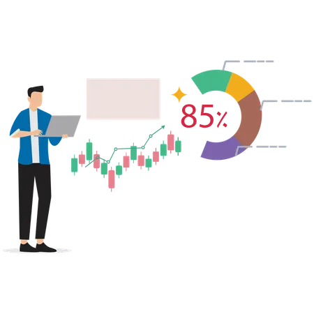 Man working on Stock Market Trading Dashboard  Illustration