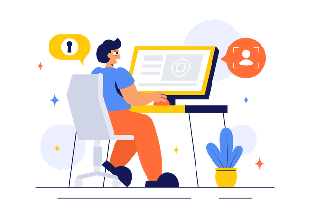 Man working on survelliance service  Illustration