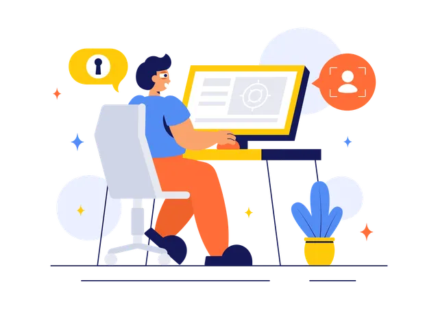 Man working on survelliance service  Illustration