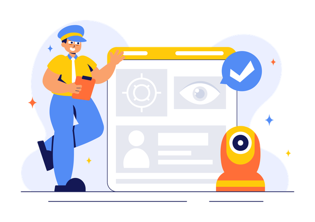 Man working on survelliance servicing  Illustration