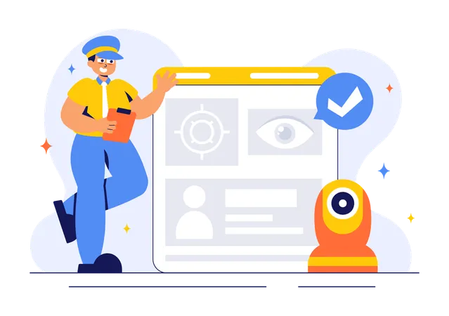 Man working on survelliance servicing  Illustration