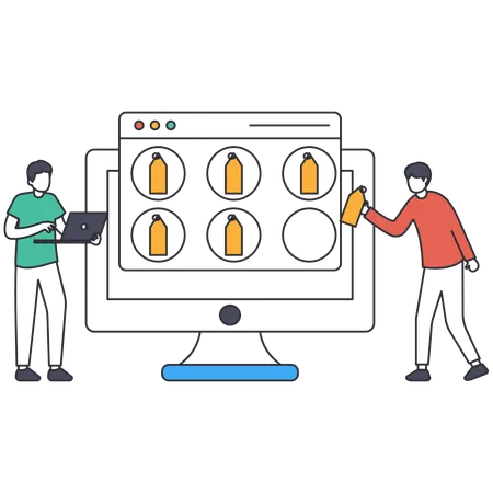 Man working on Tag Management  Illustration