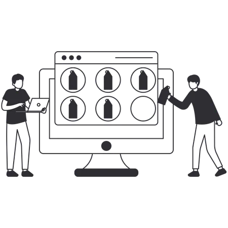 Man working on Tag Management  Illustration