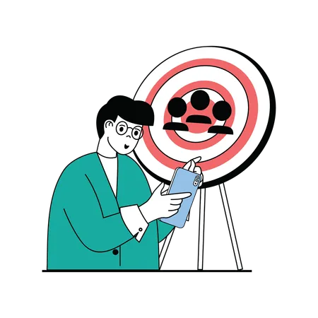 Man working on target user  Illustration