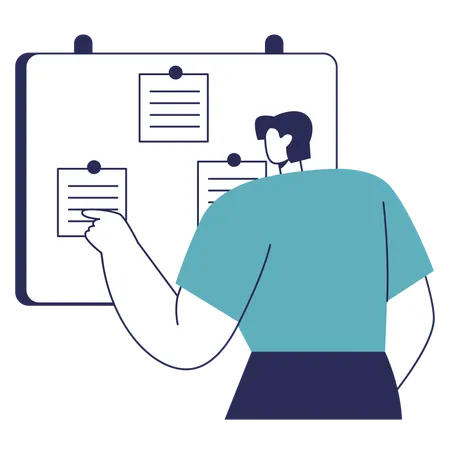 Man working on Task Board Management  Illustration