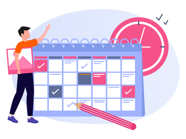 Man working on Task Management  Illustration