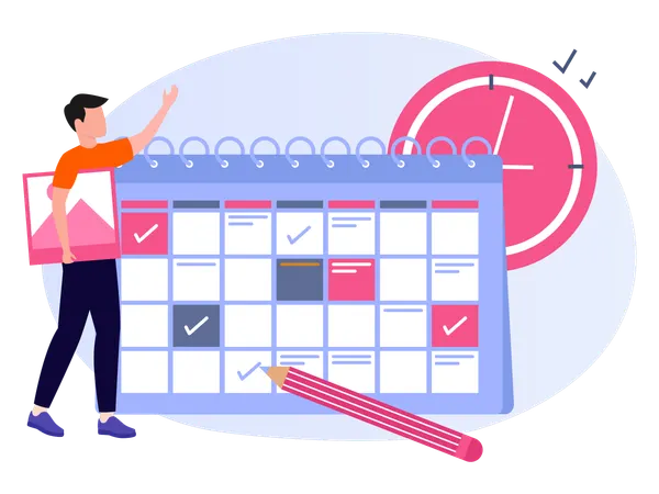 Man working on Task Management  Illustration