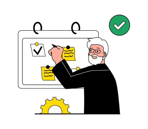 Man working on task notes  Illustration