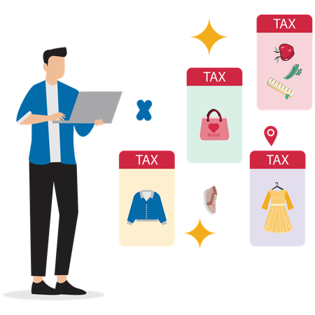 Man working on Tax Filing Process  Illustration