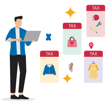 Man working on Tax Filing Process  Illustration