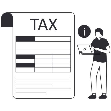 Man working on Tax Report  Illustration