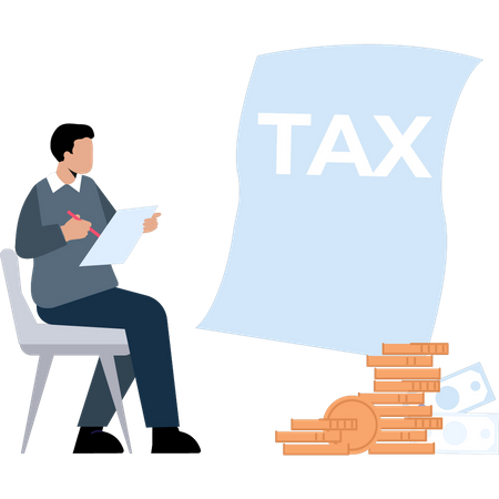 Man working on taxes  Illustration