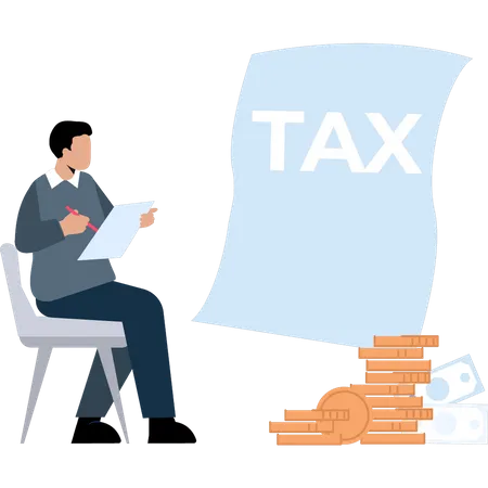 Man working on taxes  Illustration