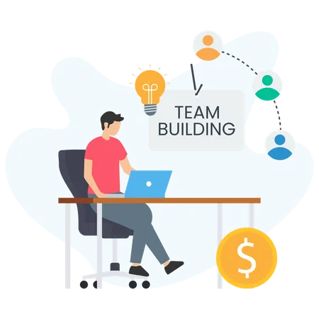 Man working on Team Building  Illustration